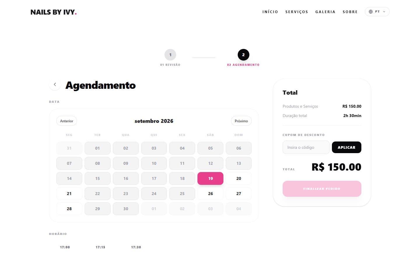 Date and time picker showing only slots that are actually free.
