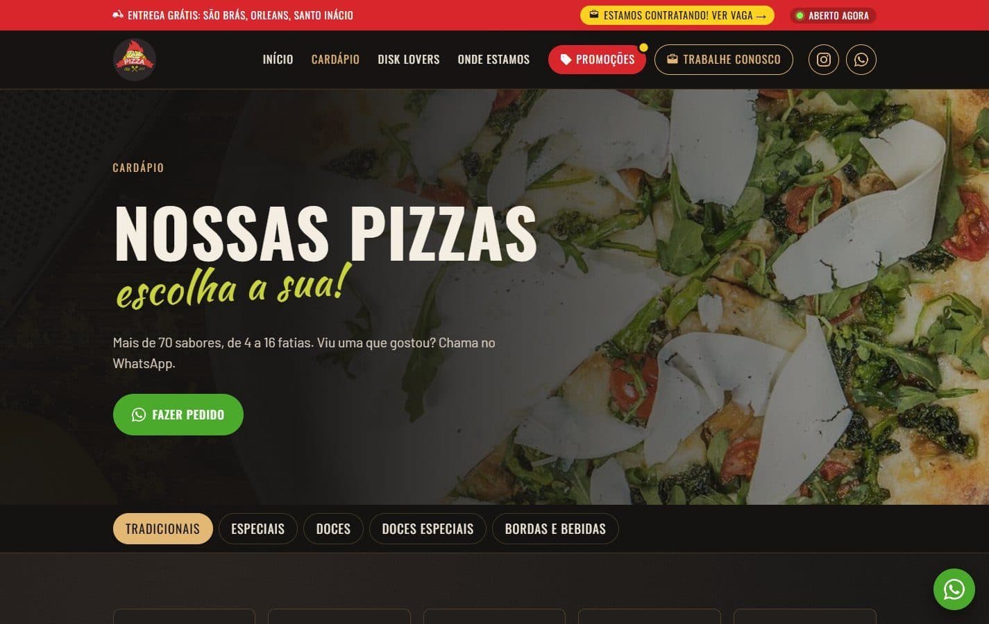 Menu with over 70 flavors split into categories.